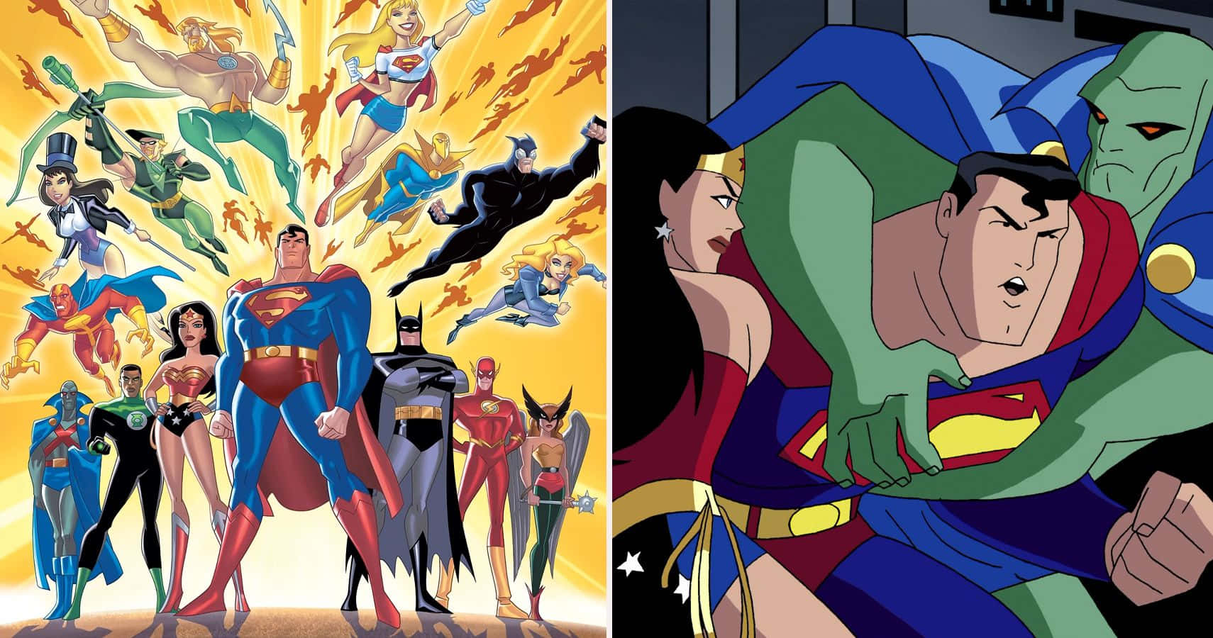 Justice League Unlimited Team in Action Wallpaper