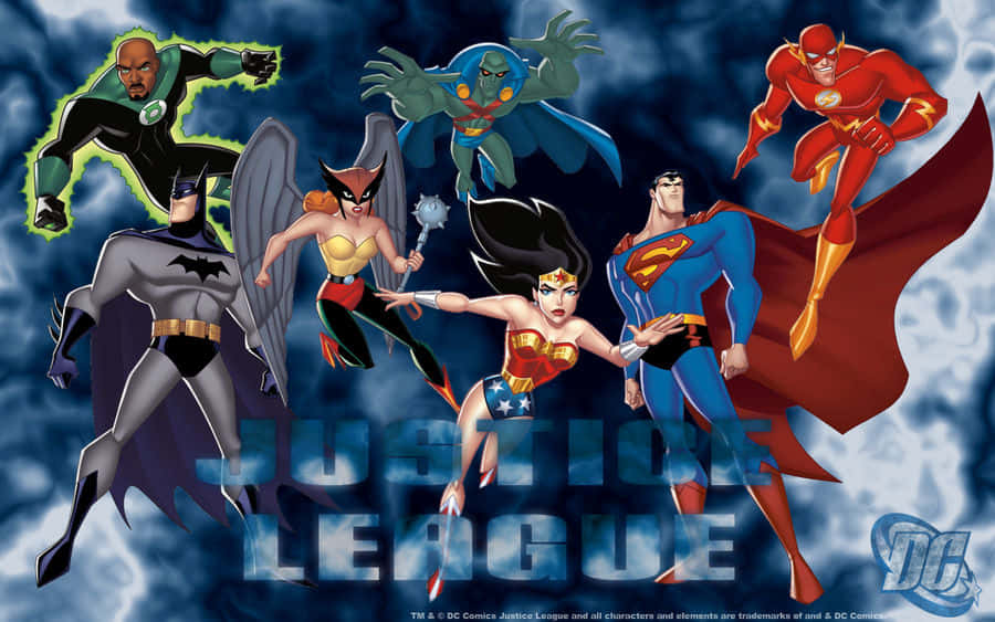 Justice League Unlimited team in action Wallpaper