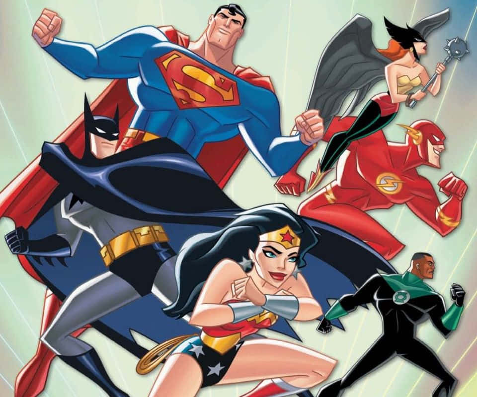 Justice League Unlimited team in action Wallpaper