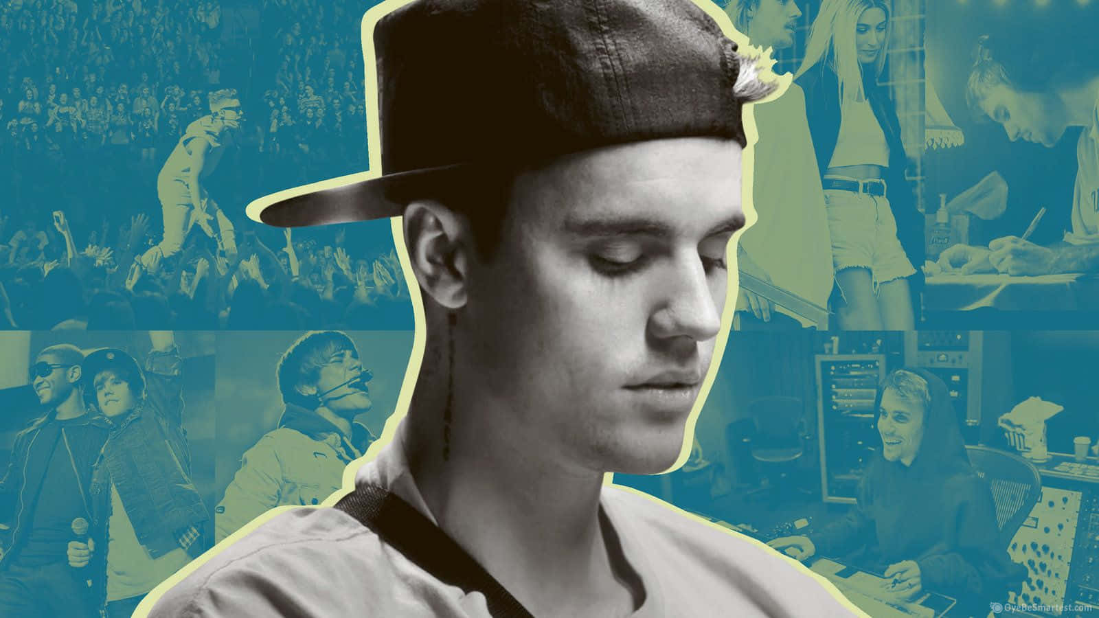 Justinbieber: Un Collage De Fotos De Él. Fondo de pantalla