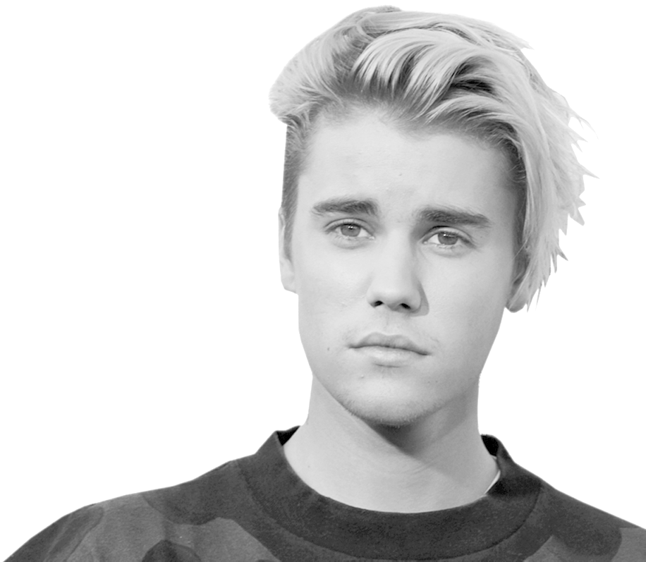 Justin Bieber Portrait Blackand White PNG