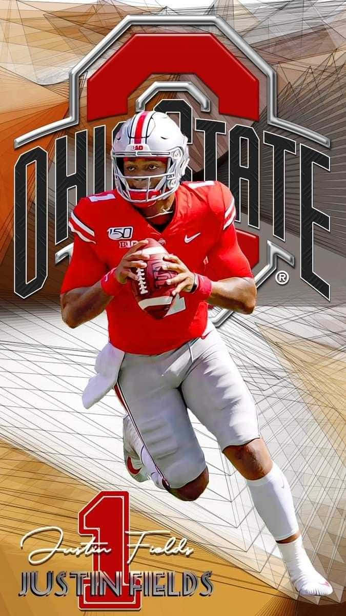 Justin Fields Running With The Ball Wallpaper