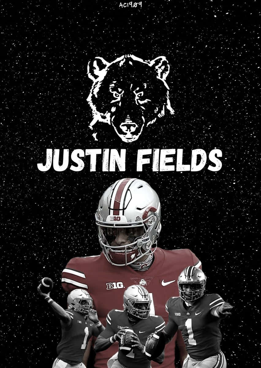 Ohio State University's stjern quarterback, Justin Fields, er på denne modige og dynamiske tapet. Wallpaper