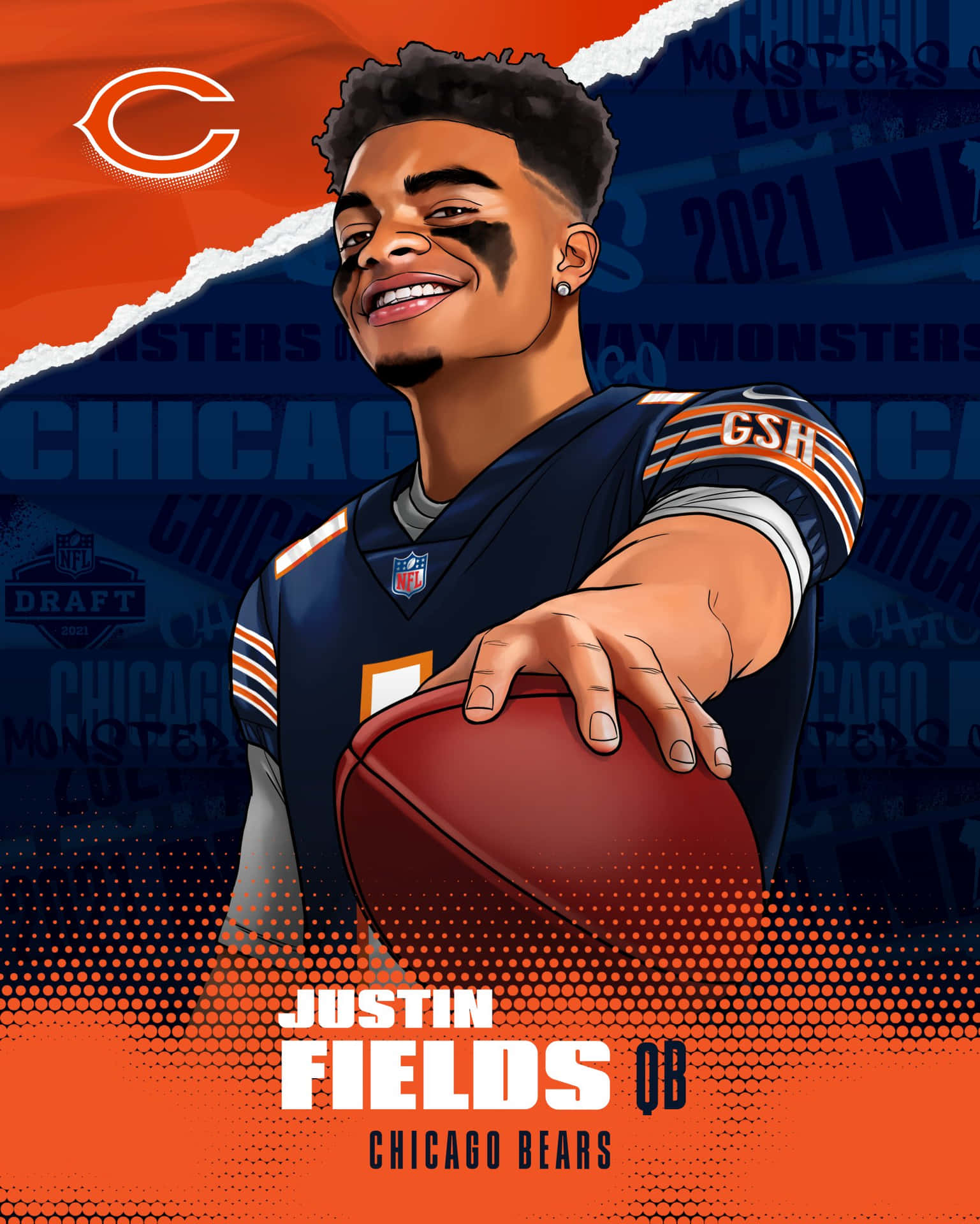 Justin Fields - Chicago Bears - Png Wallpaper