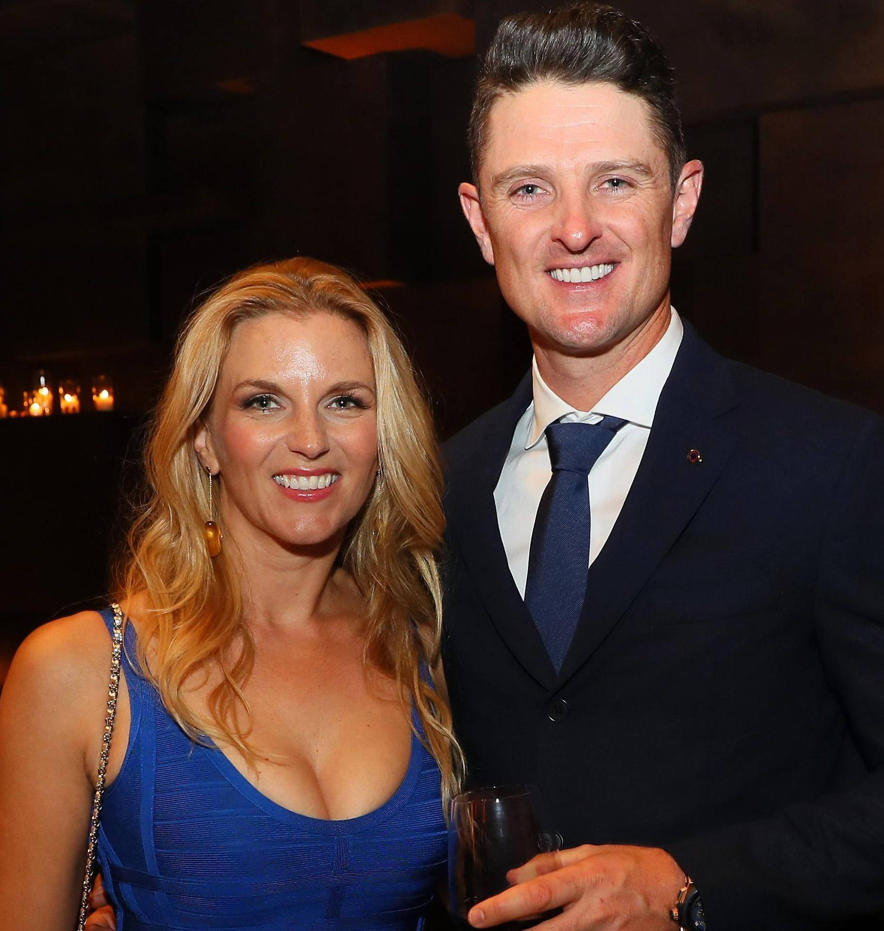 Justin Rose Smiling With Kate Phillips Wallpaper