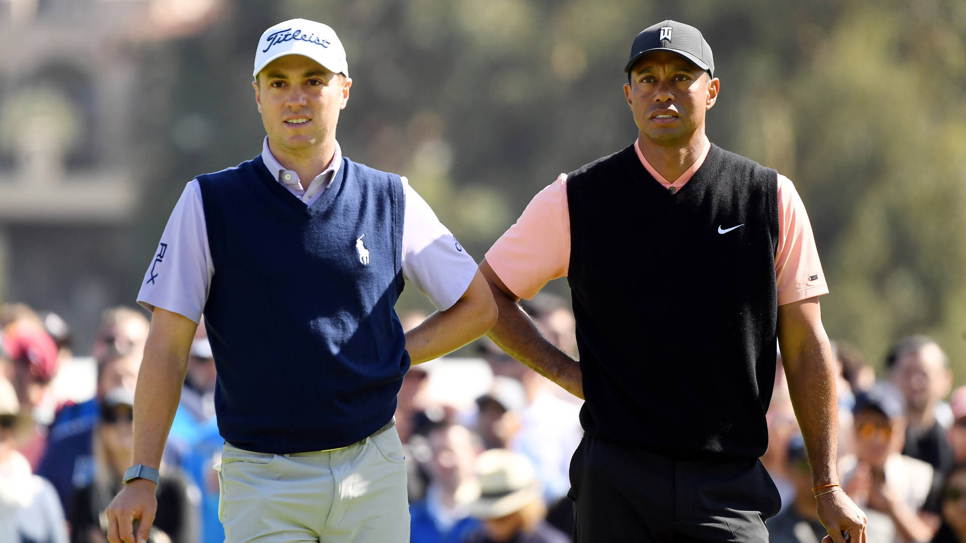 Justinthomas Y Tiger Woods Golf Fondo de pantalla