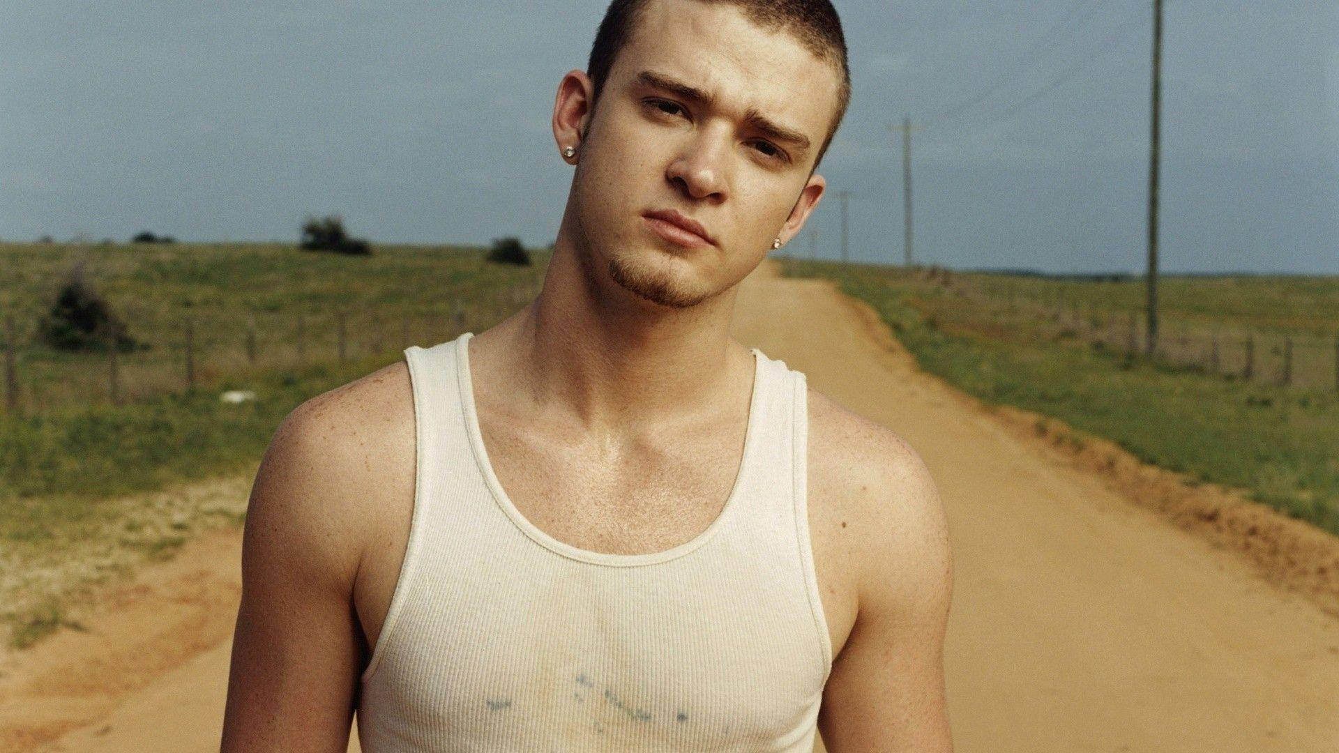 Justin Timberlake hvid ærmeløs skjorte tapet Wallpaper