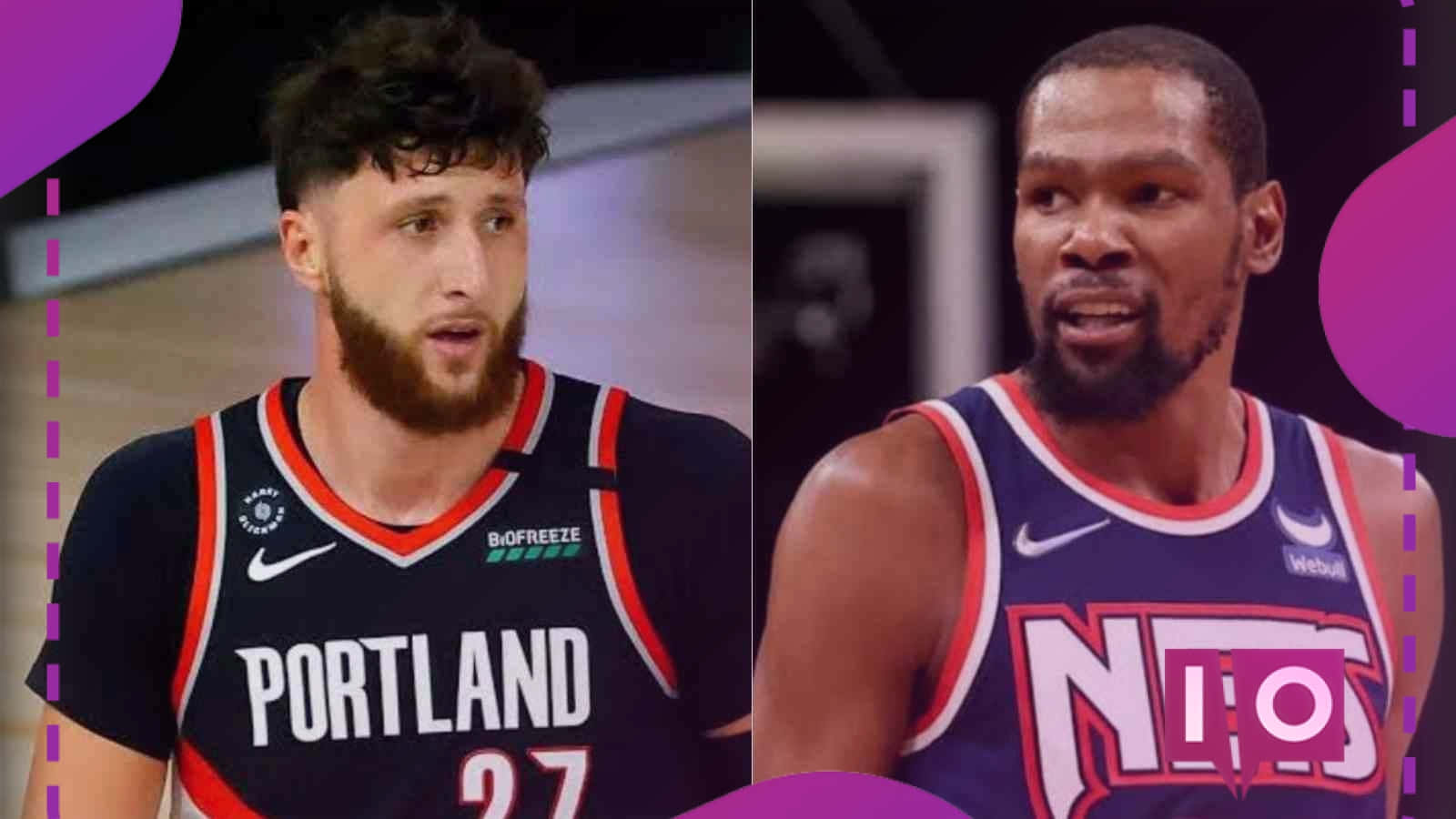 Jusuf Nurkic And Kevin Durant Collage Wallpaper
