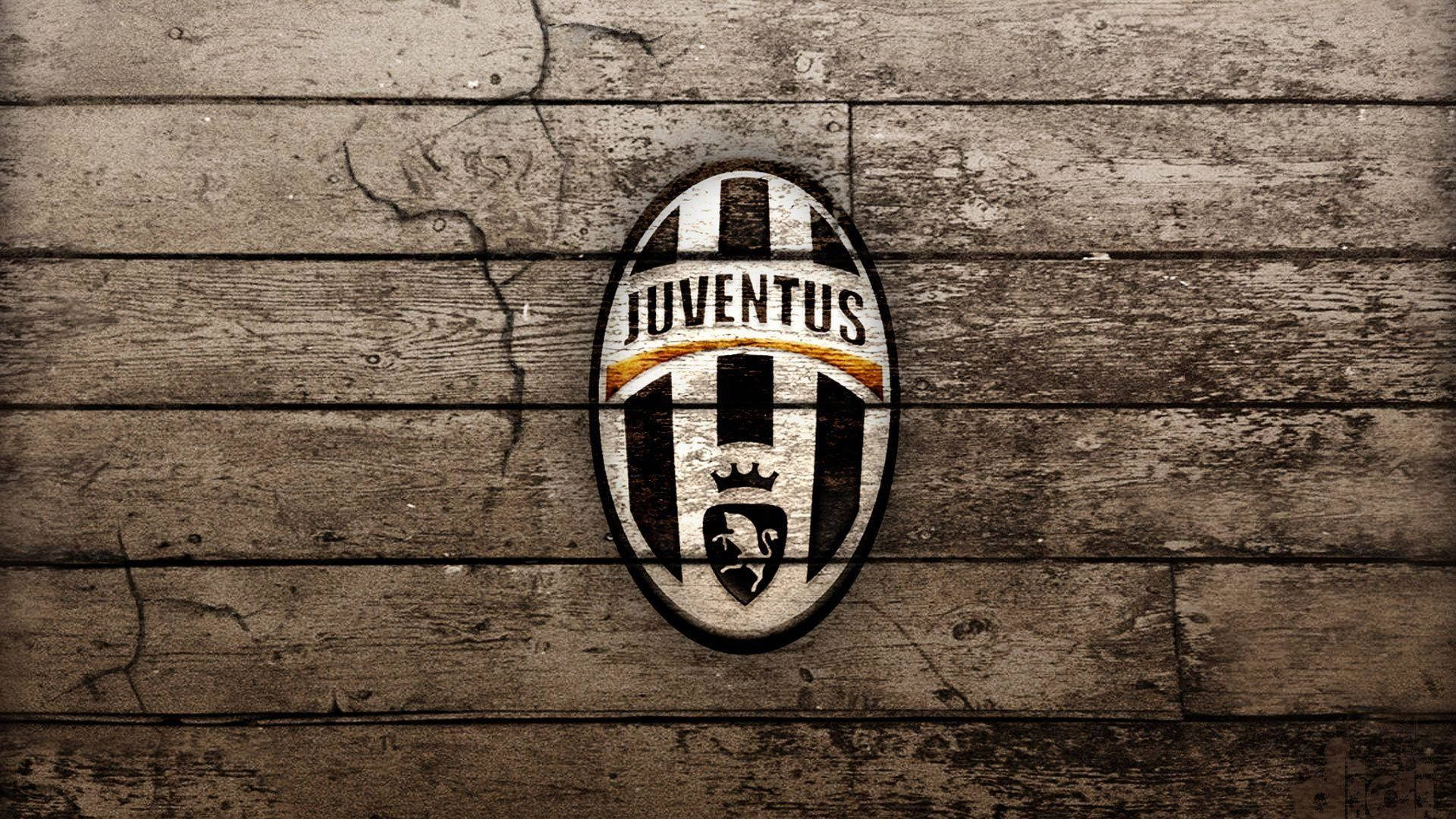 Juventus F.C Logo Brædt Træskilte Tapet Wallpaper