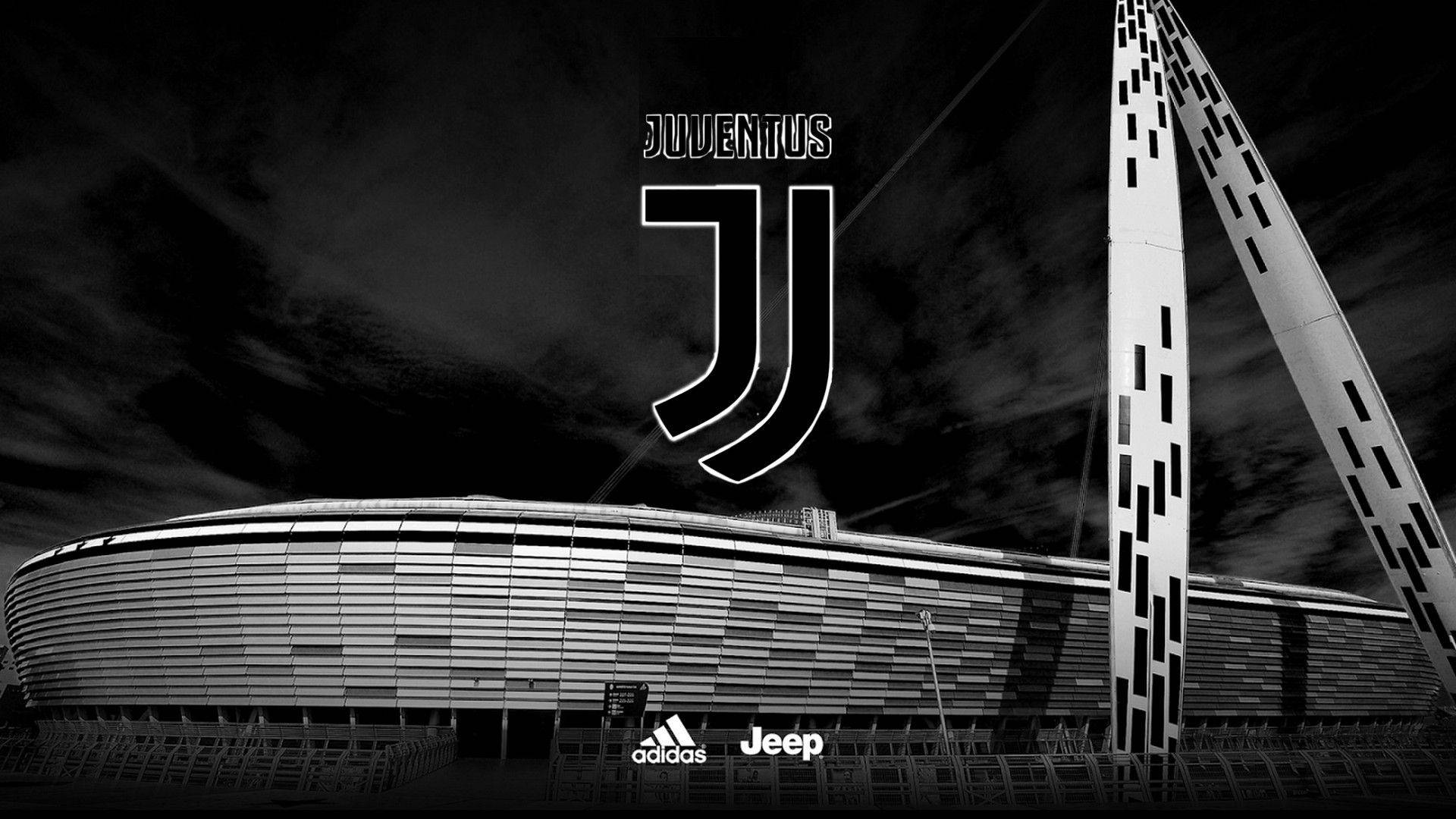 Juventus Football Club Logo With Allianz Stadium Wallpaper