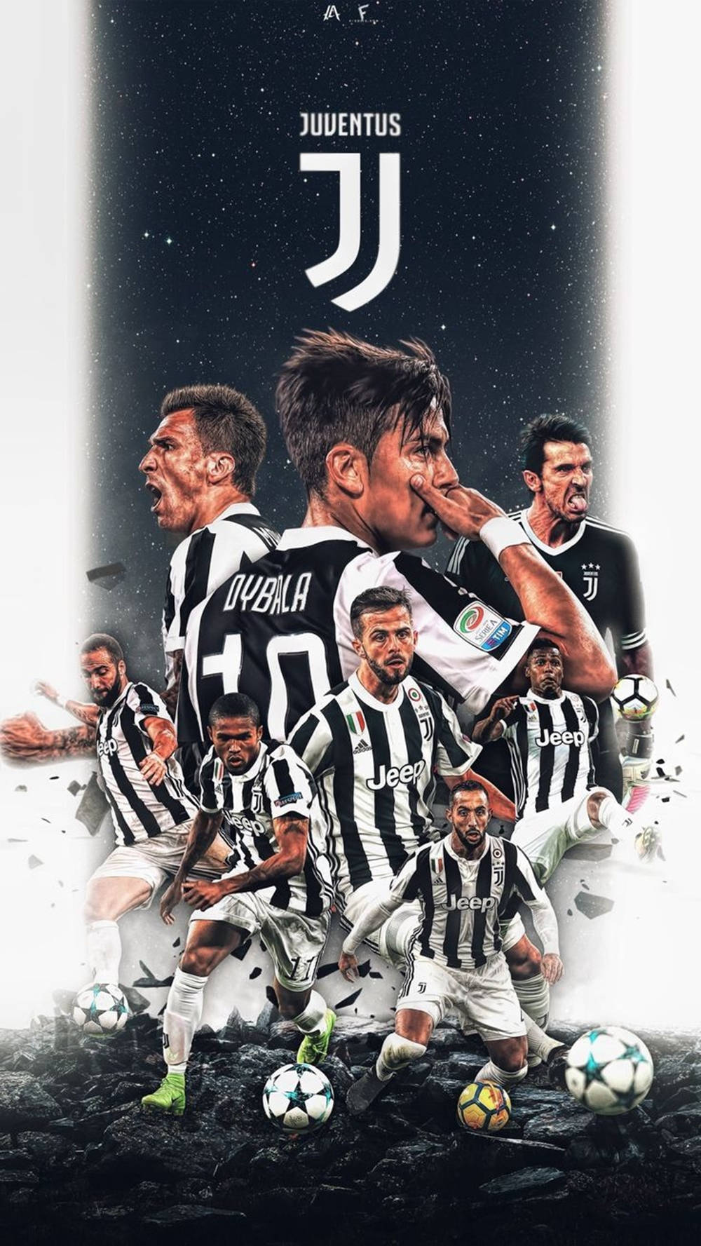 Juventus Fodboldklub Spillere Plakat Tapet: Vis de loyale spillere fra denne legendariske italienske fodboldklub. Wallpaper
