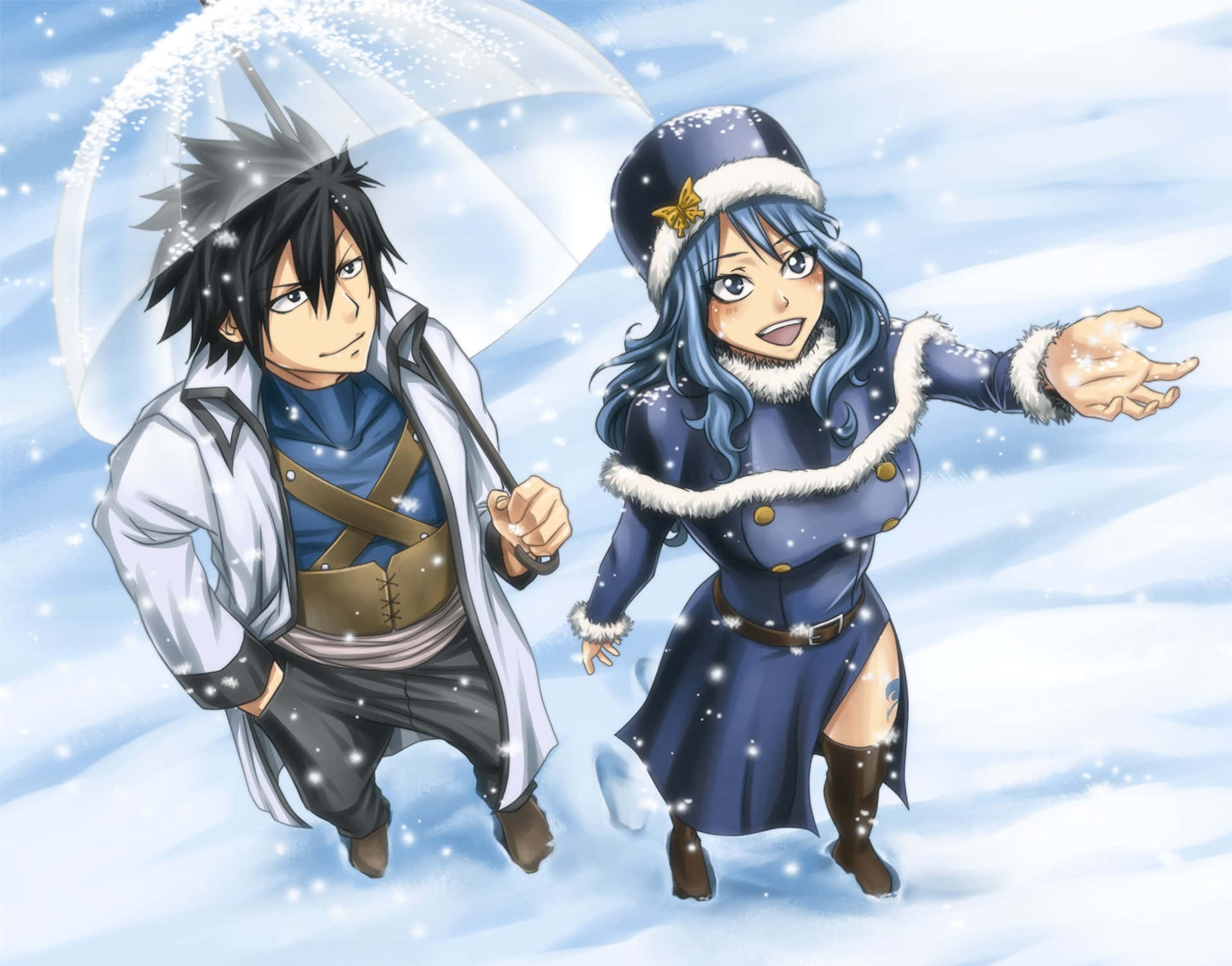 Juvia Lockser unleashes her powerful water magic in a dynamic pose Wallpaper