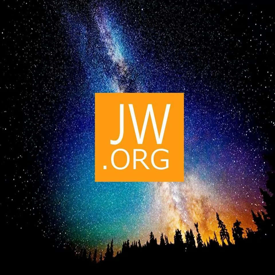 Farverig nat himmel med JWOrg logo. Wallpaper