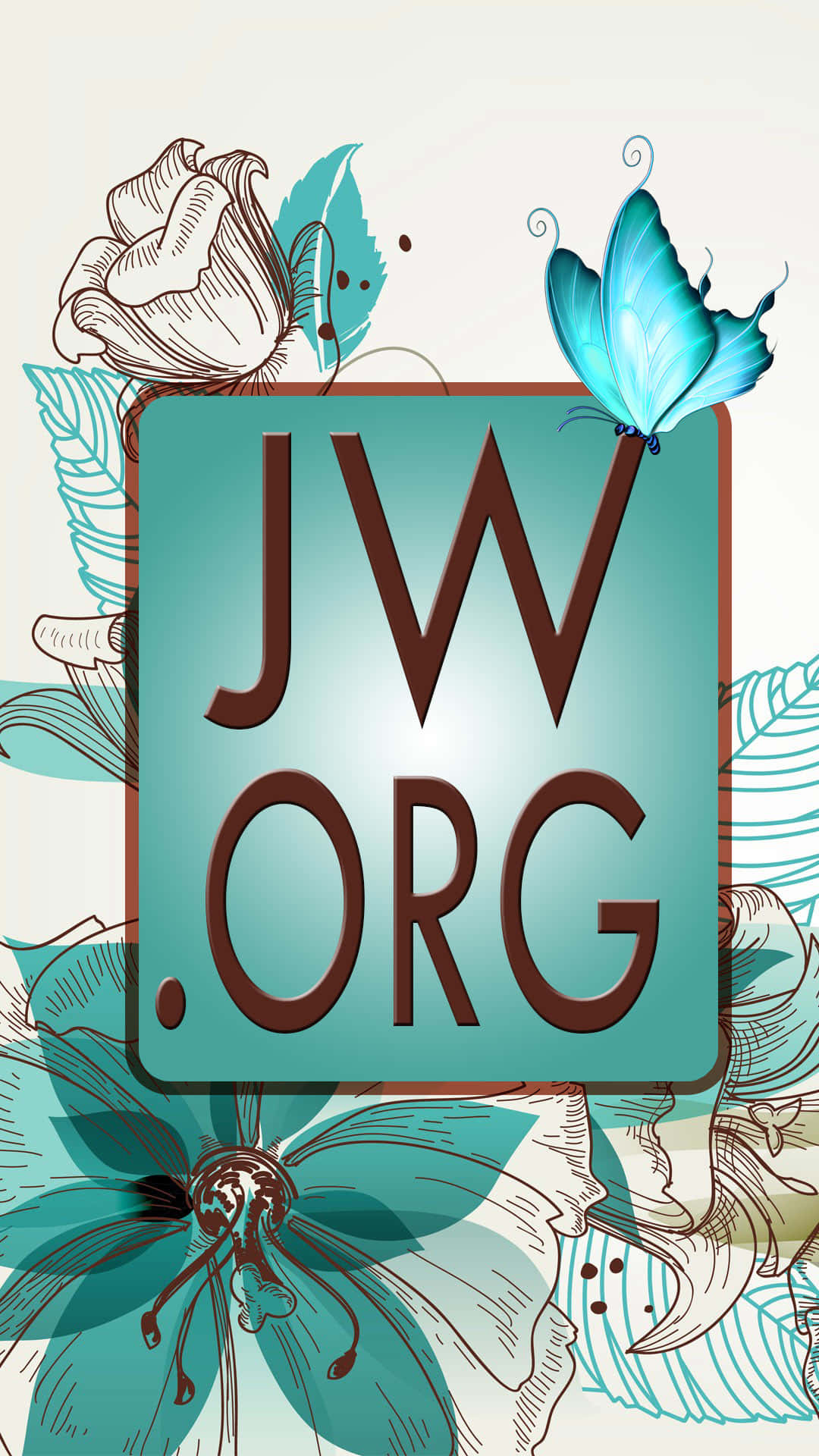 Logo af jworg med en sommerfugl og blomster Wallpaper
