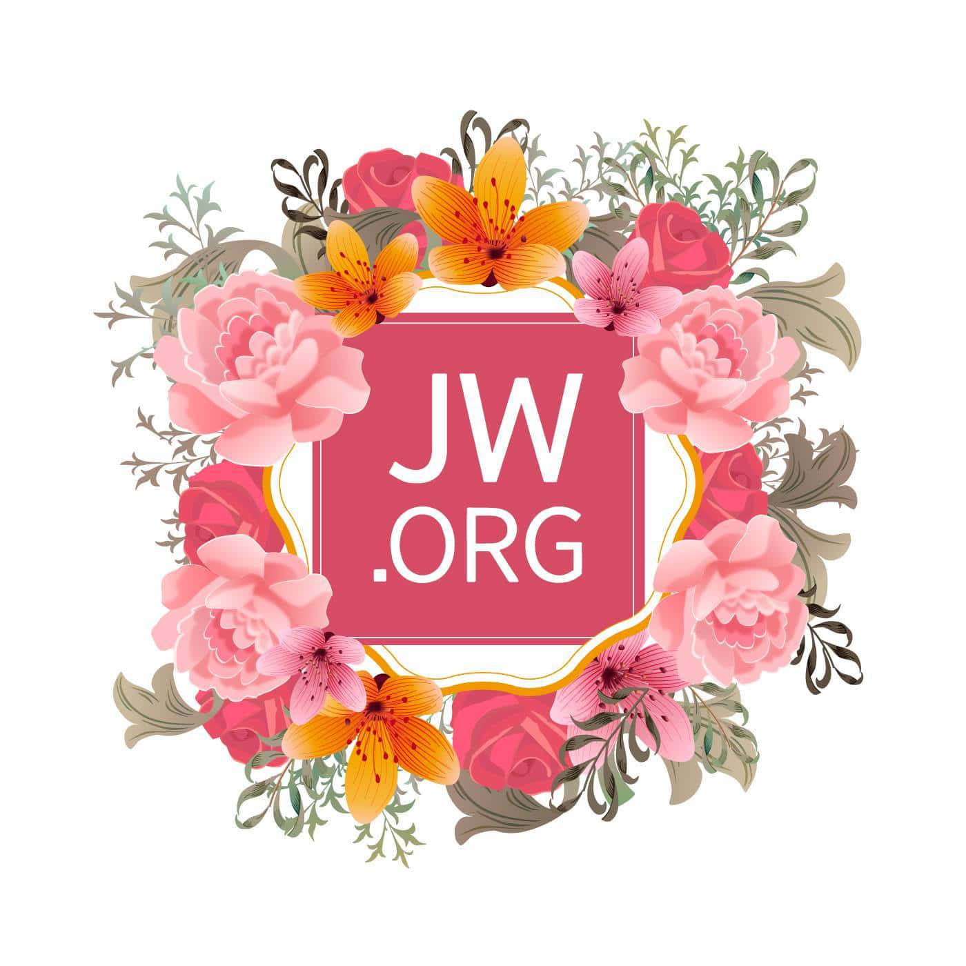 Pink Flower Wreath JWorg Logo Wallpaper