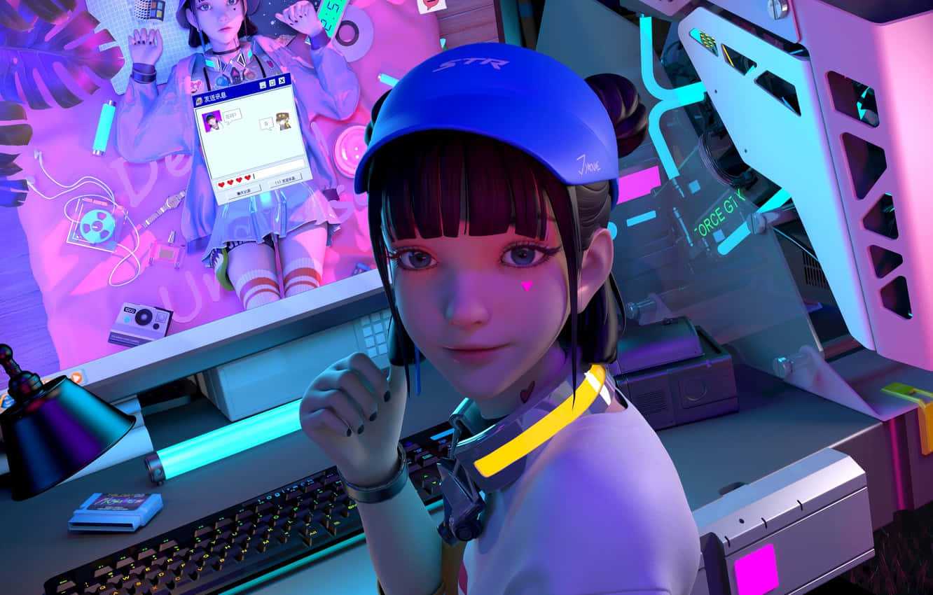 Jyanme Virtual Cute Gamer Girl Wallpaper