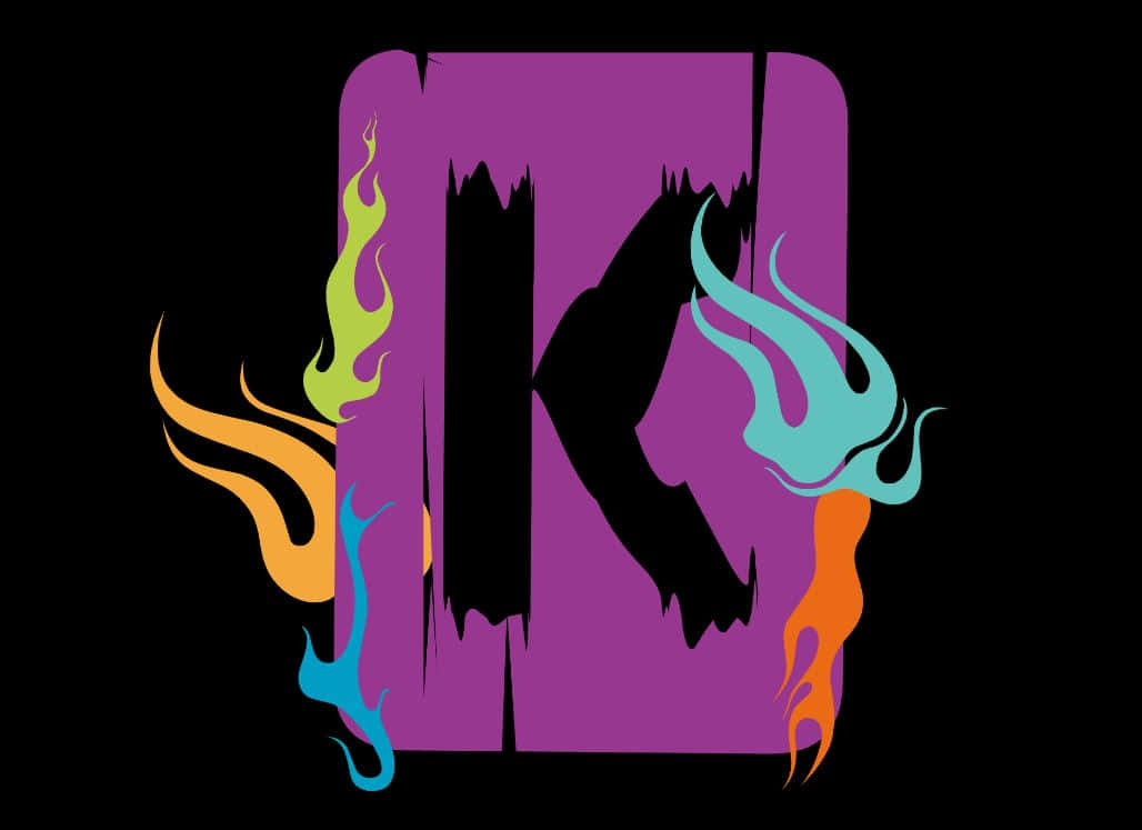 A Colorful Logo With Flames And A Letter K