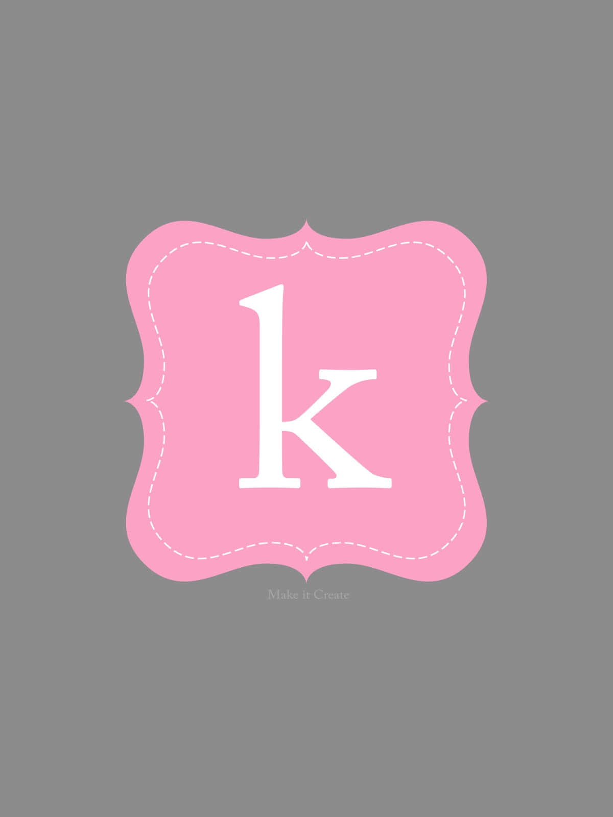 A Pink And White Letter K On A Gray Background