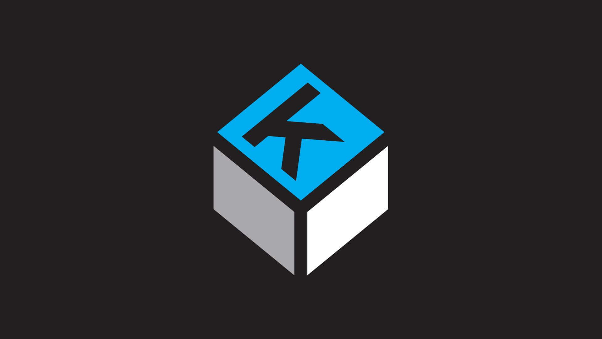 Enblå Och Vit Logotyp Med En Triangel På Den
