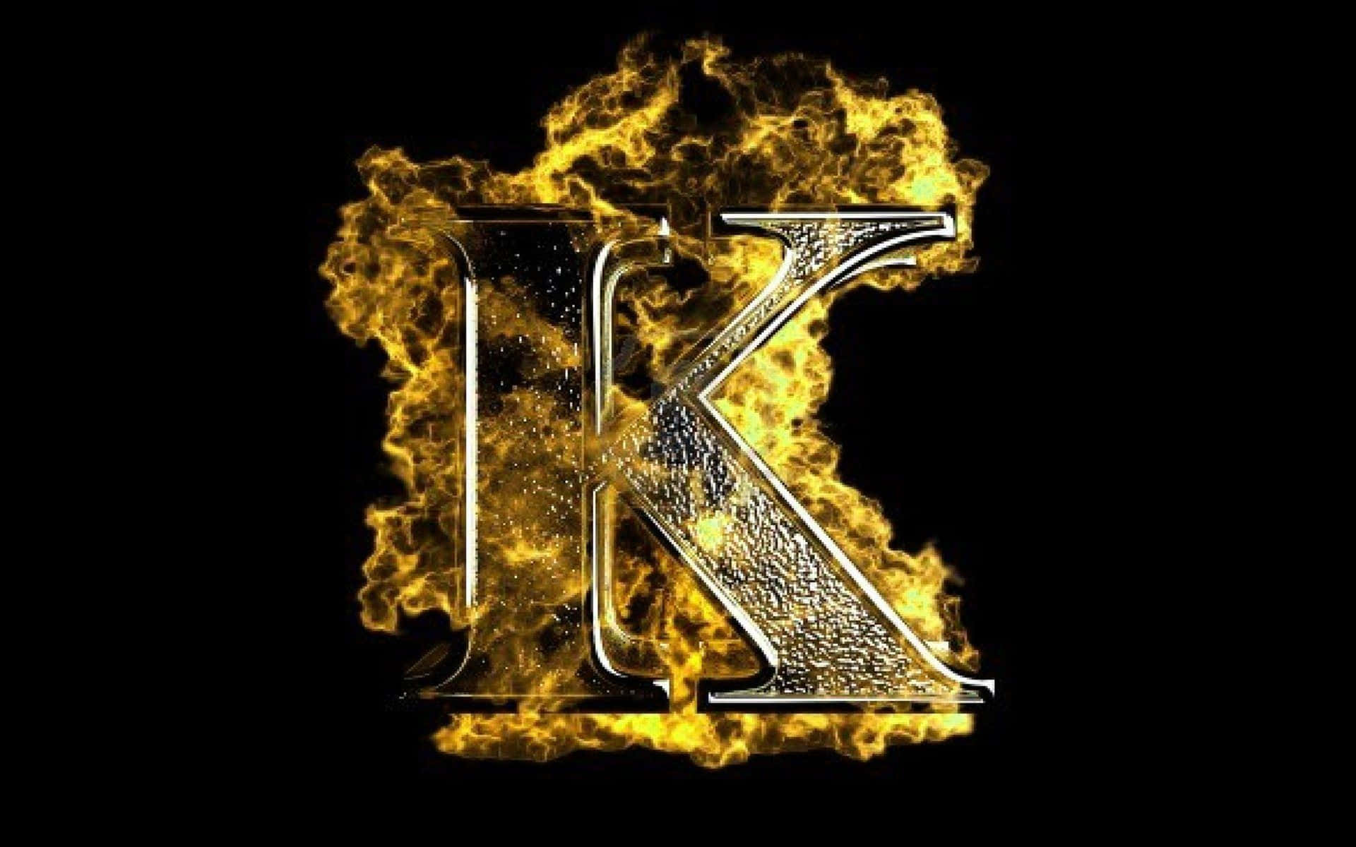 A Letter K In Flames On A Black Background