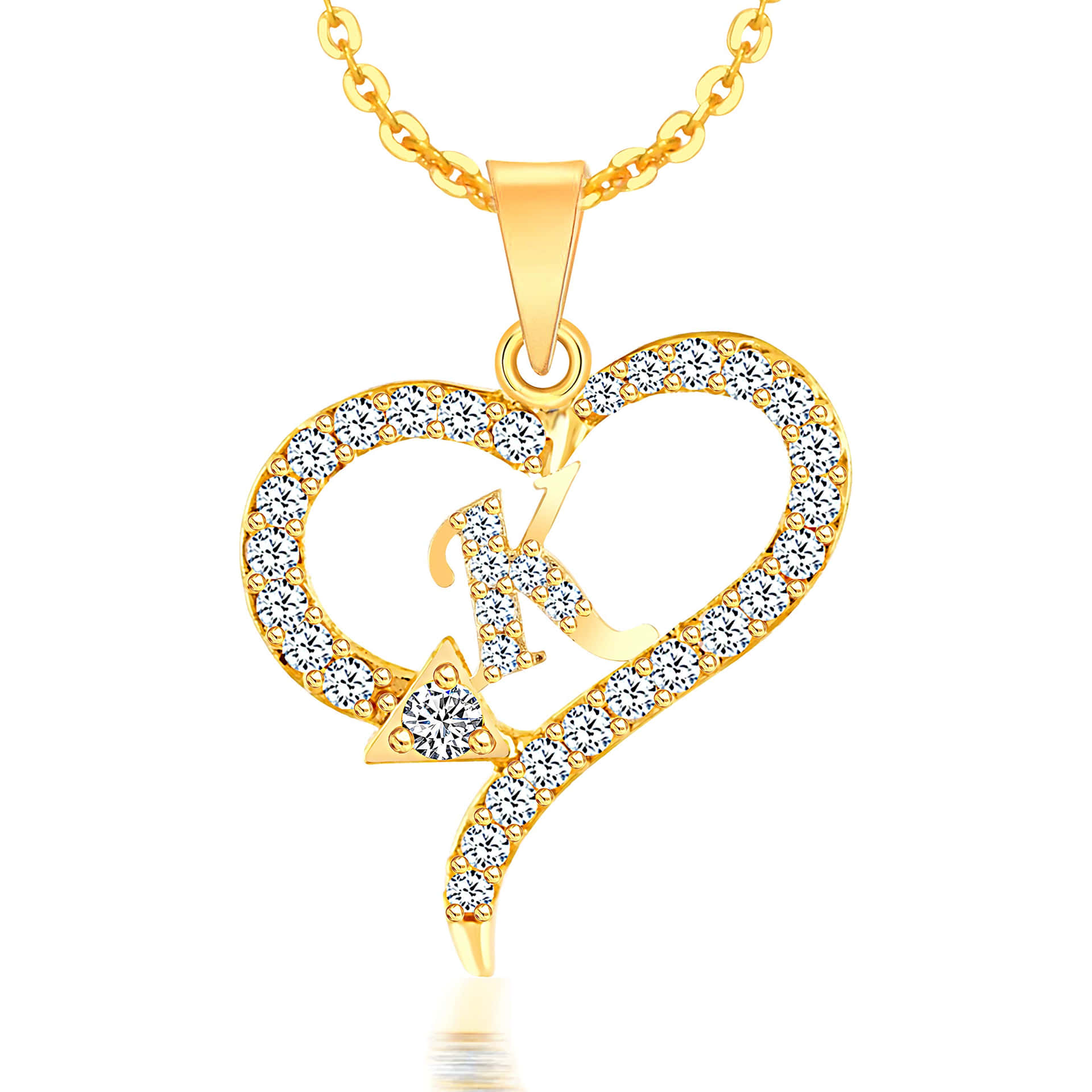 A Gold Plated Heart Shaped Pendant With Diamonds