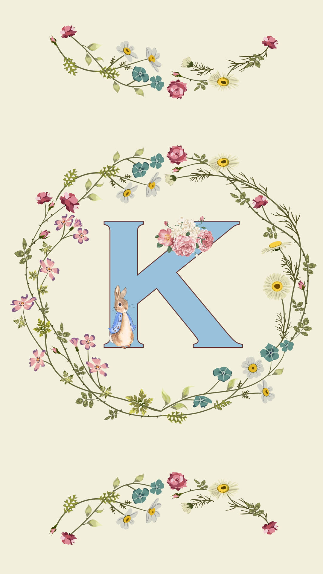 K Alfabet Med Blomster Wallpaper