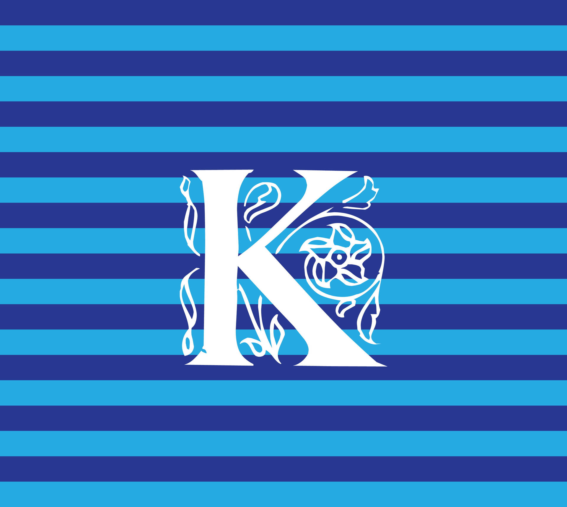 K Alphabet With Blue Stripes Wallpaper