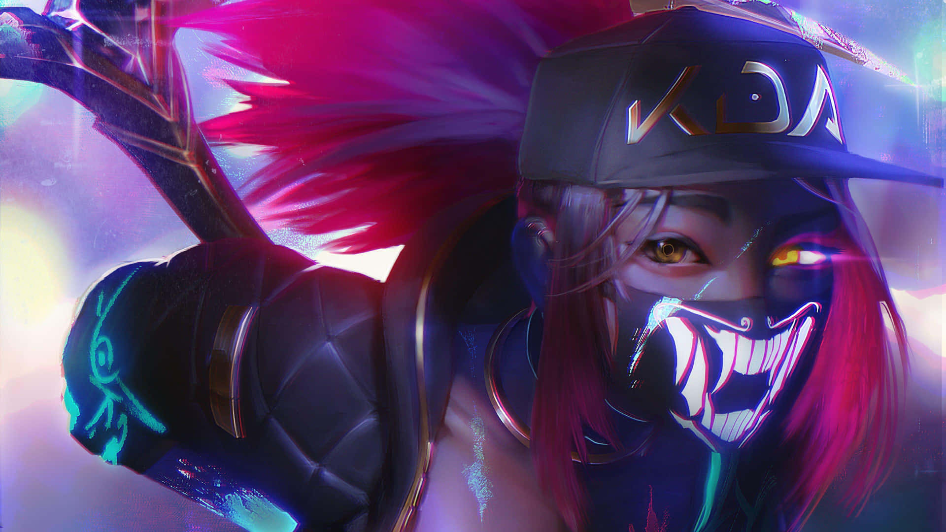 Kda Akali Tersenyum Dengan Topeng Grafiti Wallpaper