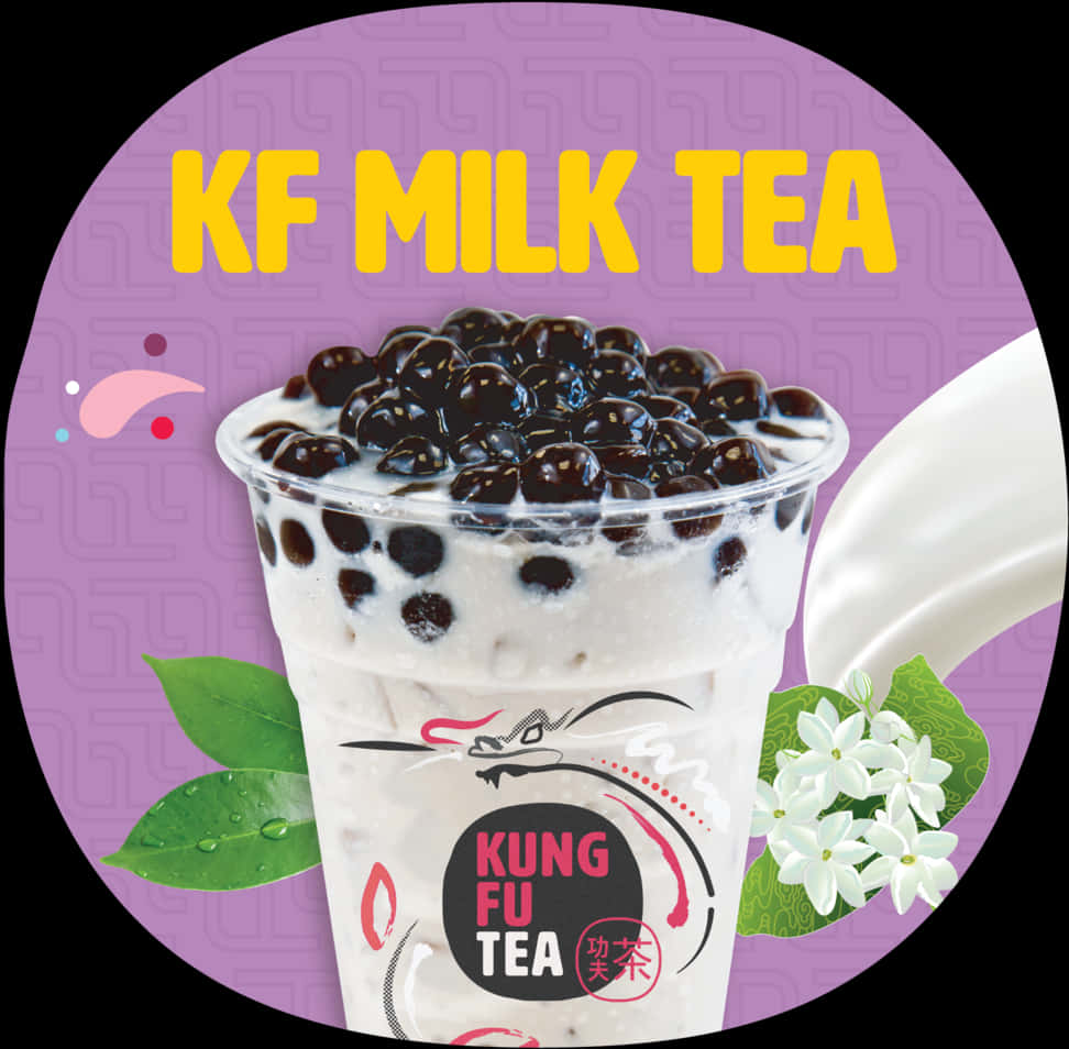 K F Milk Tea Bubble Tea Advertisement PNG