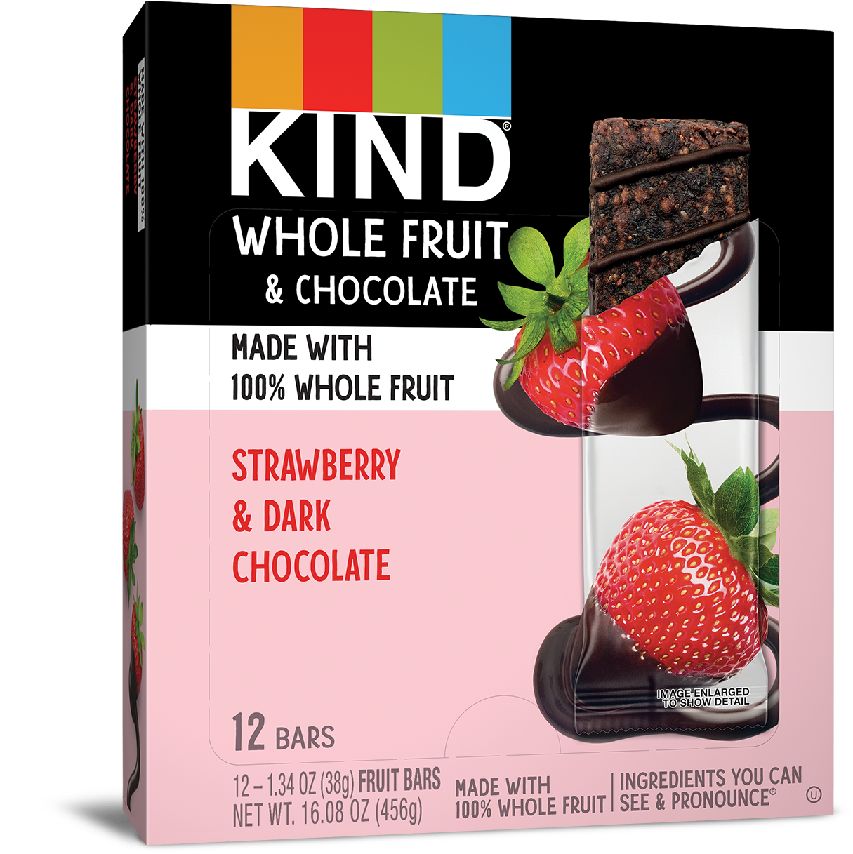 K I N D Whole Fruit Chocolate Strawberry Bars Box PNG