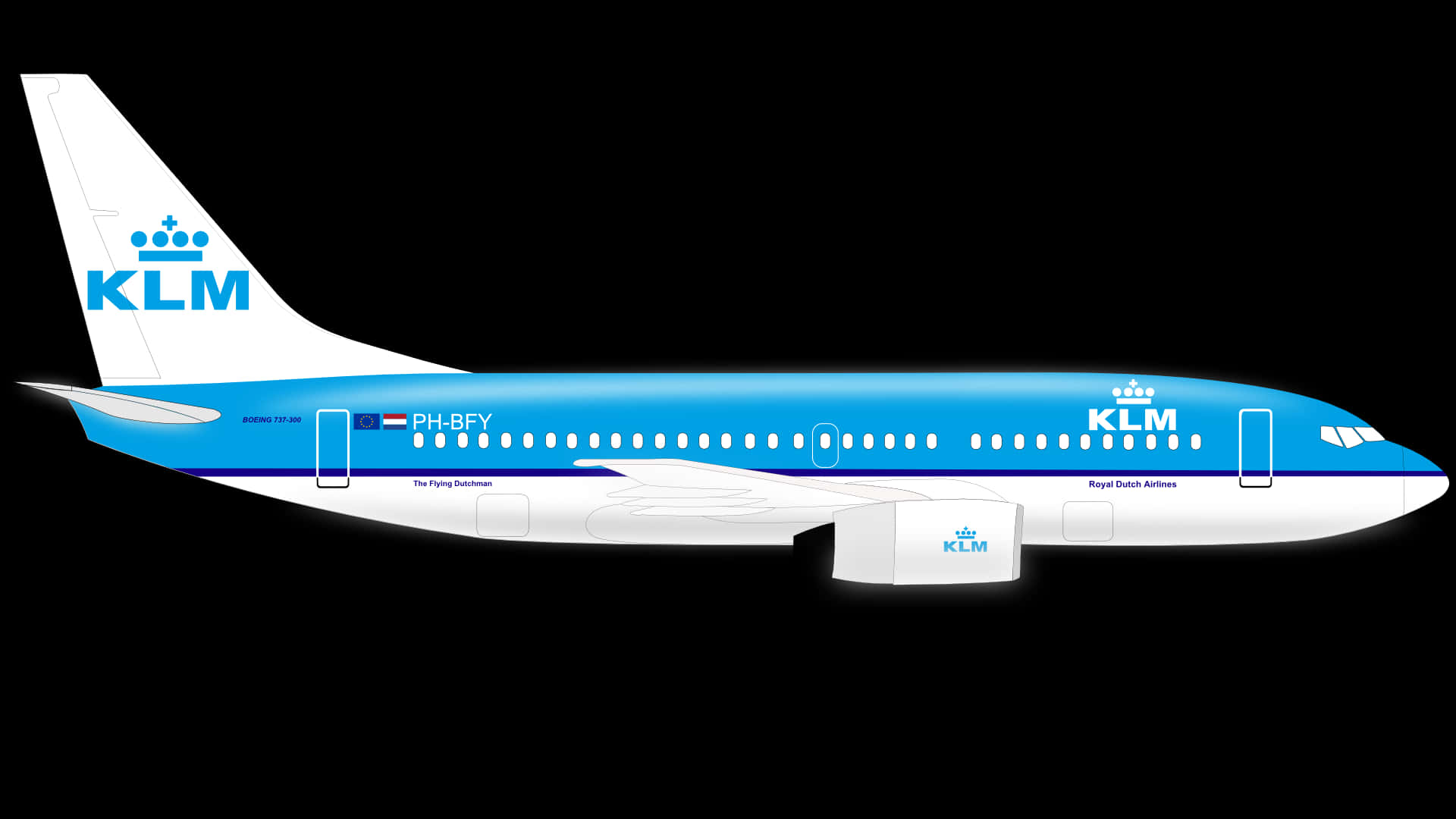K L M Airplane Side View Graphic PNG