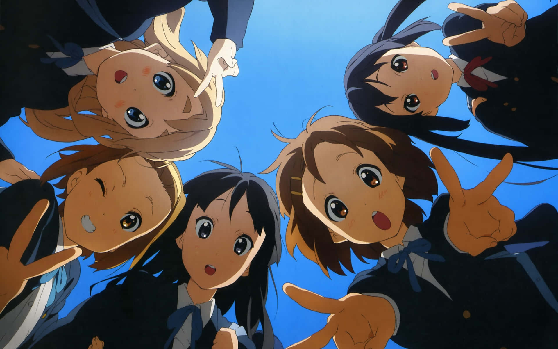 Einegruppe Von Anime-mädchen Posiert Für Ein Foto.