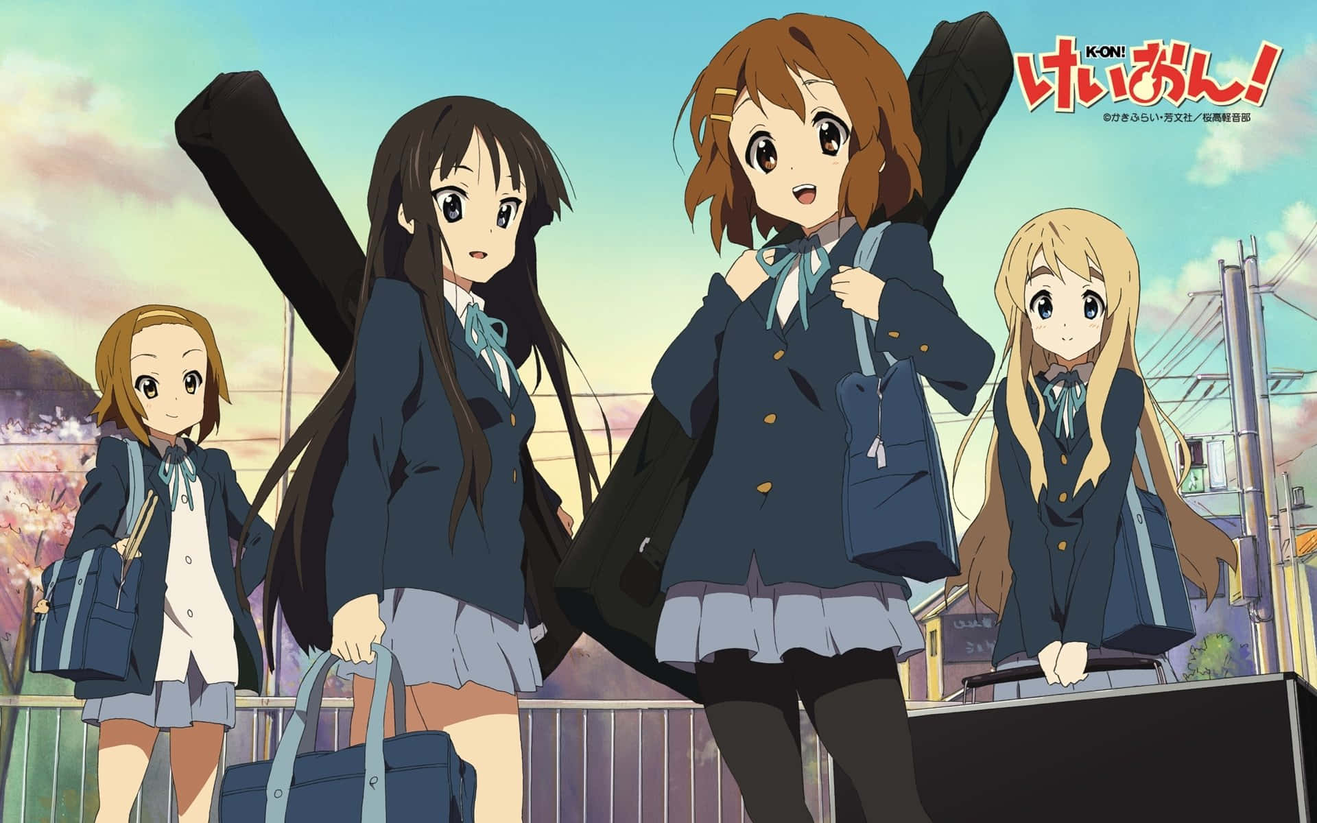 A Group Of Girls In School Uniforms Standing Next To Luggage