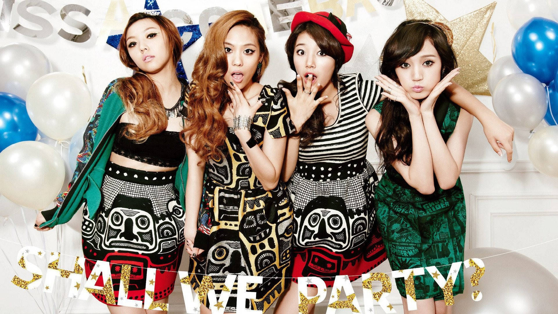 K-Pop pige gruppe Miss A med farverige og dristige mønstre. Wallpaper