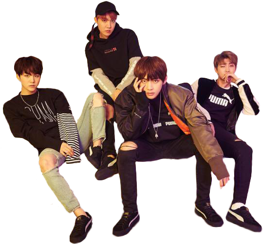 K Pop Group Casual Pose Cutout PNG