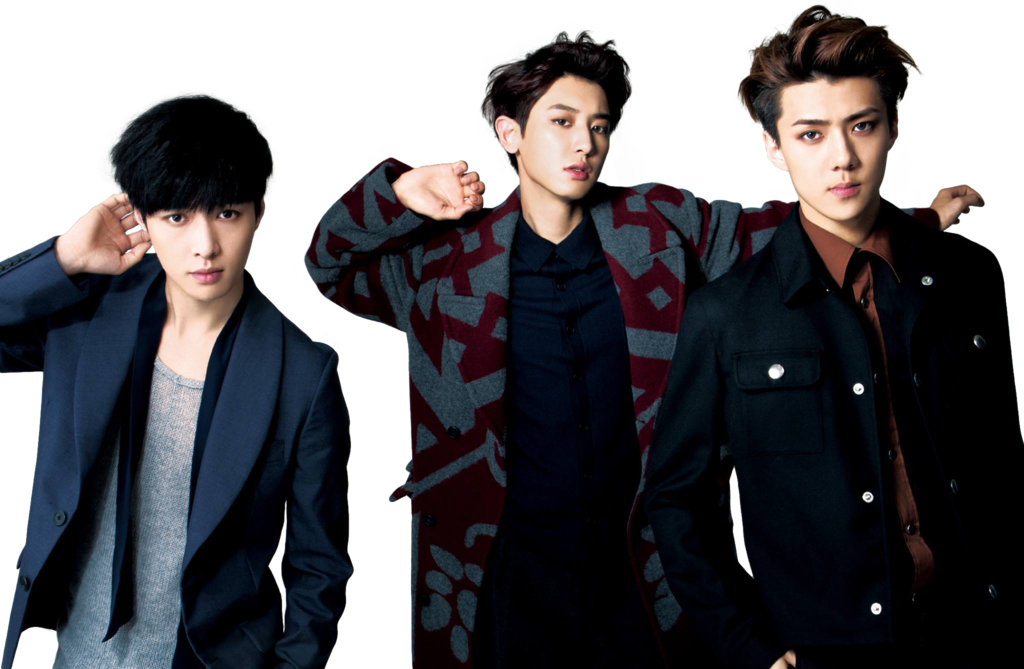 K Pop Trio Fashion Pose PNG