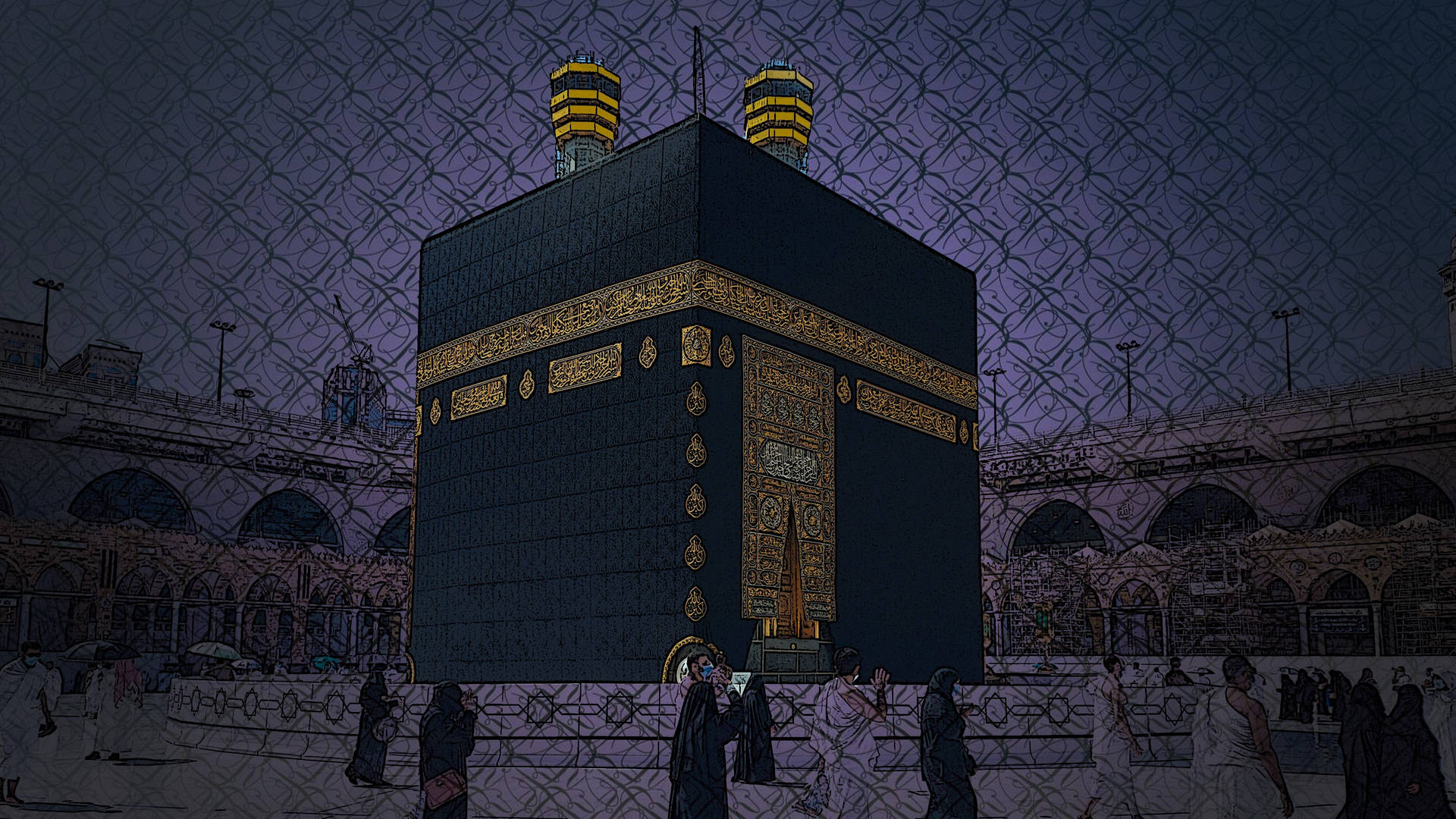 Kaaba Dark Black Pattern Background