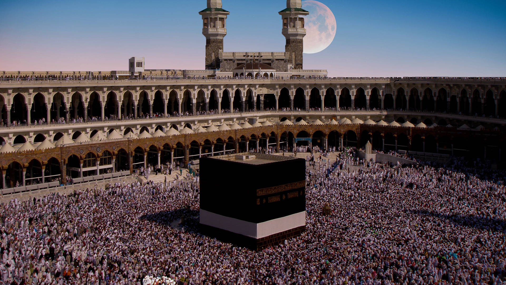 Kaaba Full Moon Background