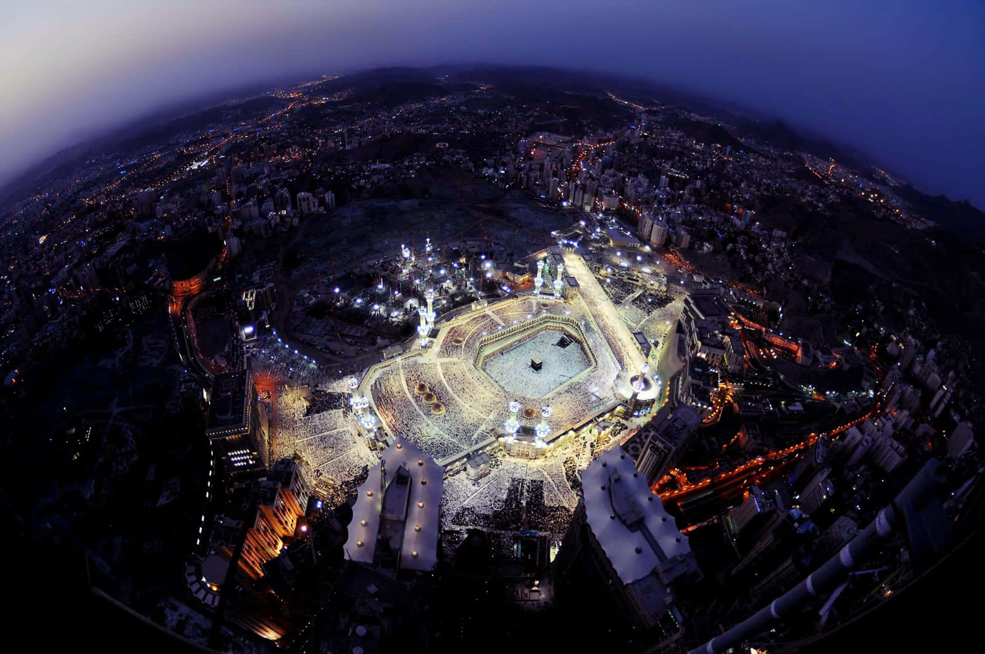 Einblick Auf Die Kaaba Bei Nacht