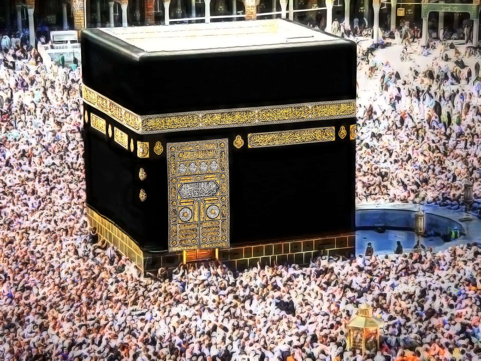 A Large Crowd Of People Around A Kaaba