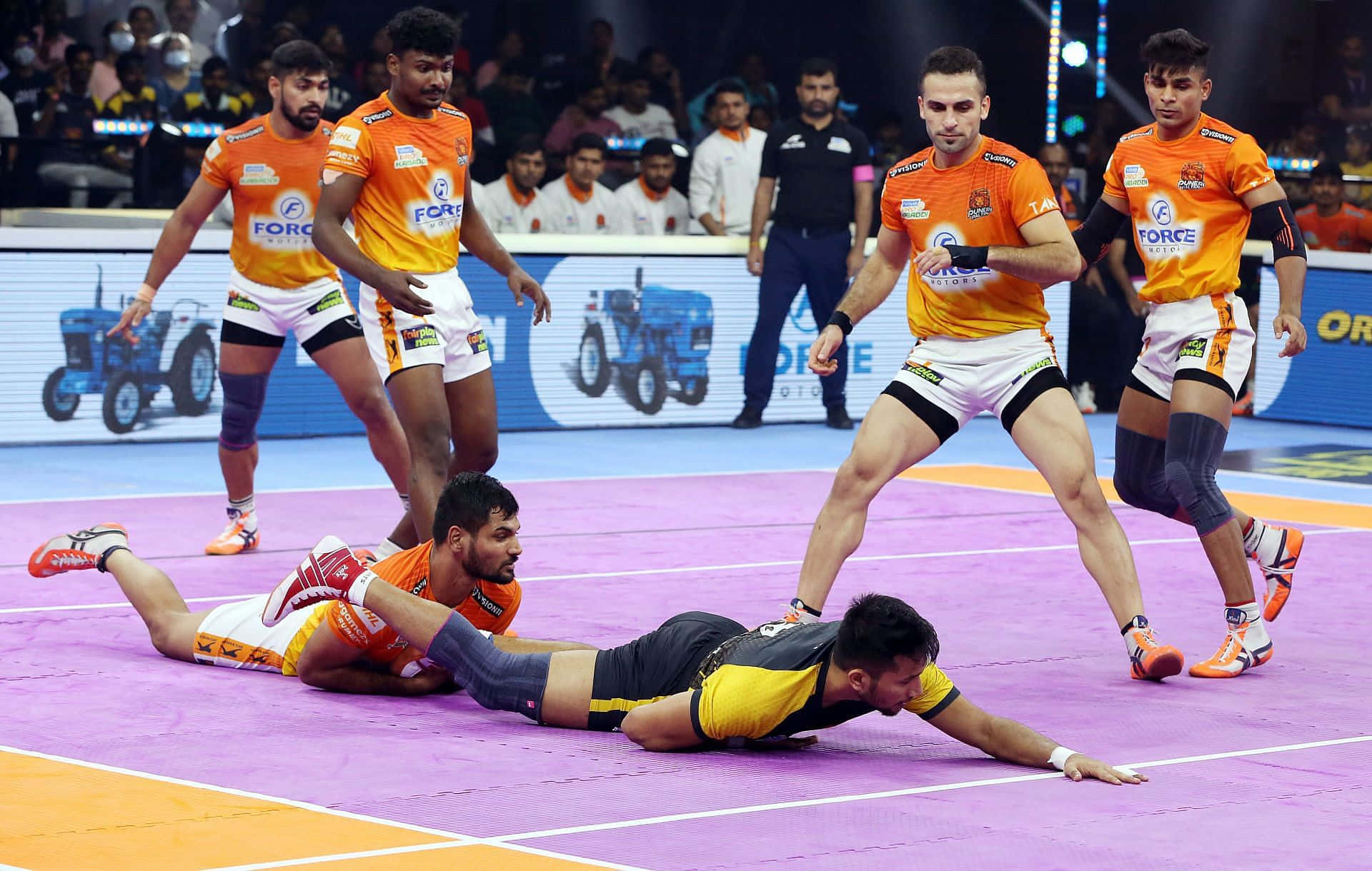 Intense Action in a Professional Kabaddi Match