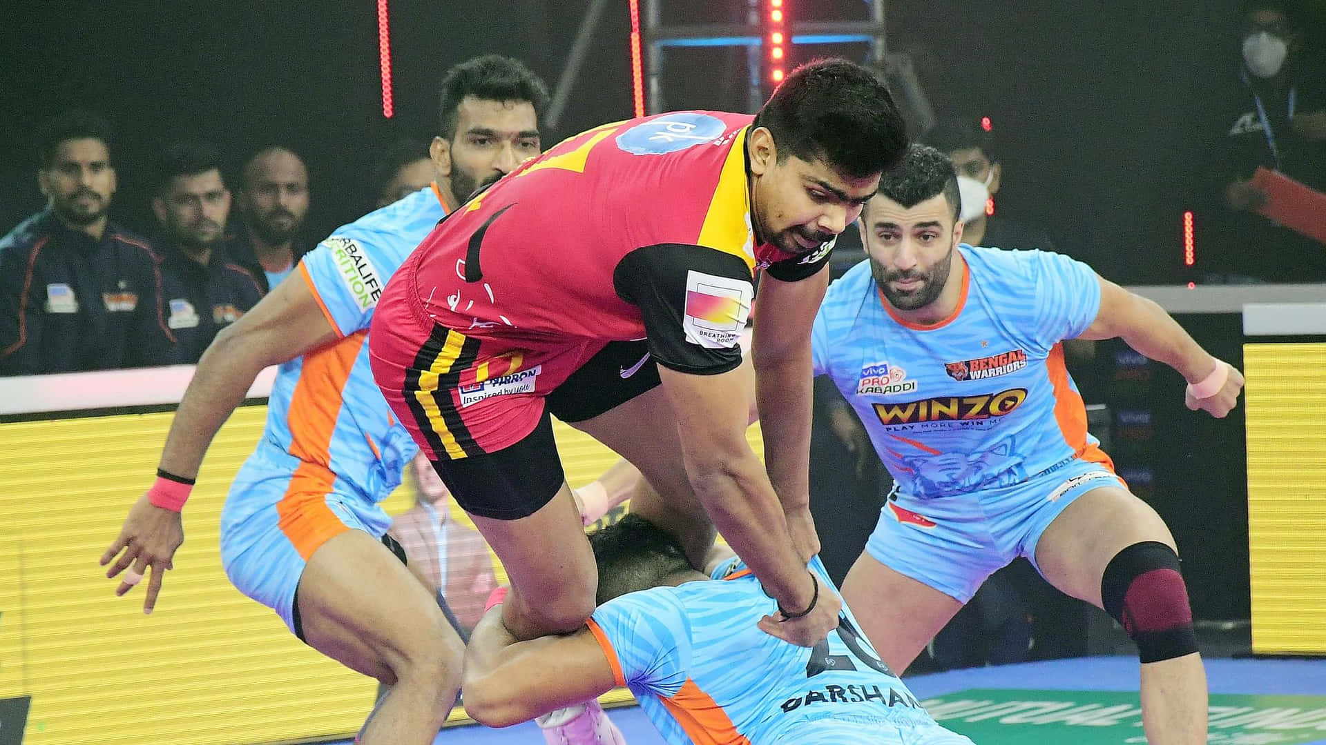 Kabaddi Players in Action during a Thrilling Match