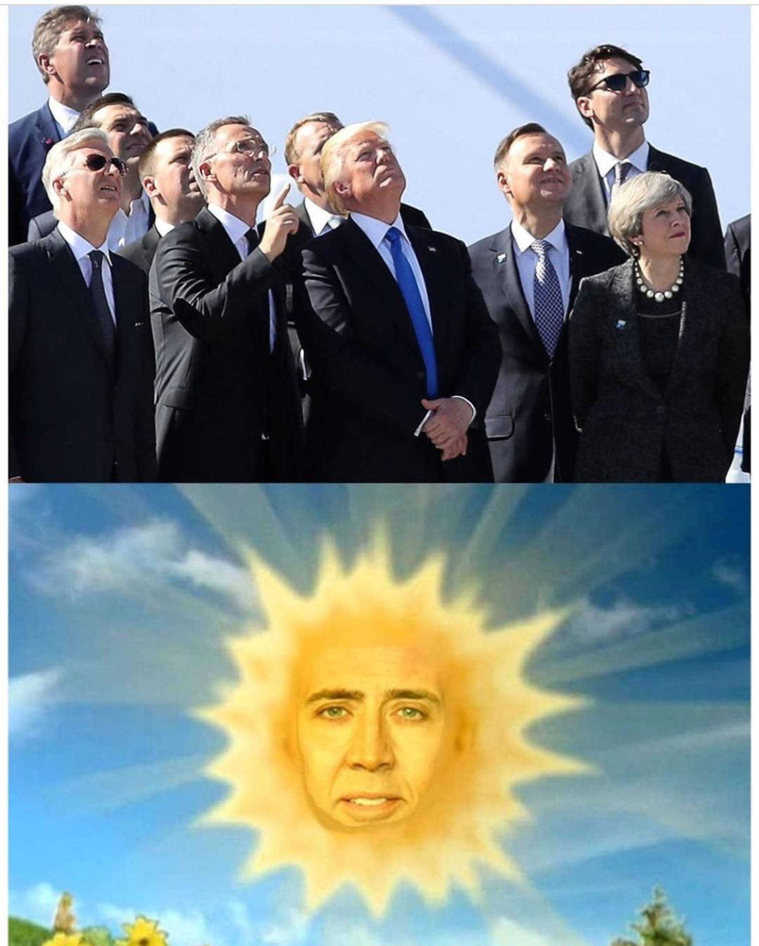Kæmpe Sol Nicolas Cage Meme Wallpaper