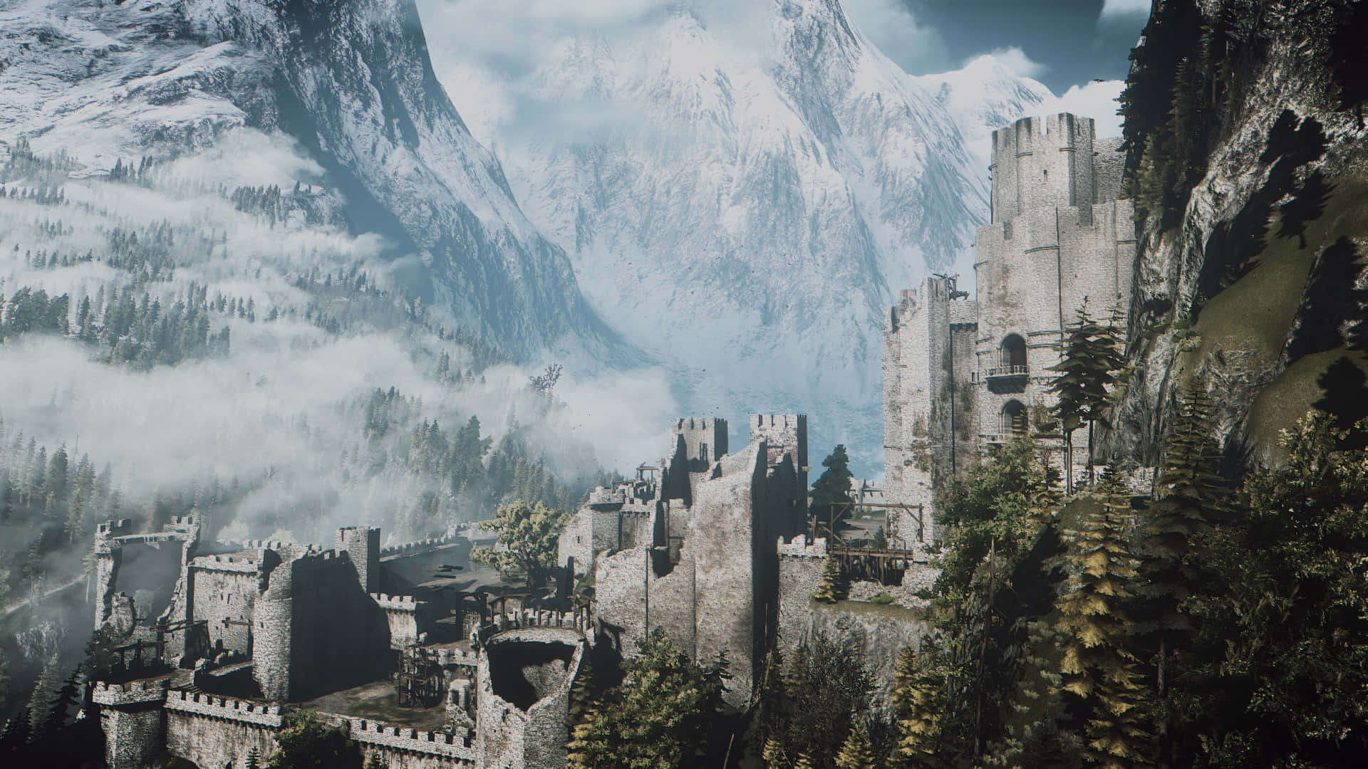Kaer Morhen Fortressin Mountains Wallpaper