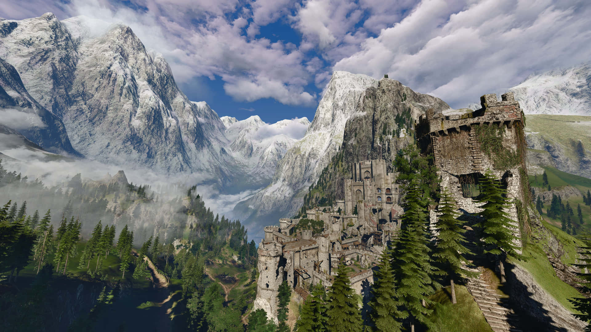 Kaer_ Morhen_ Witcher_ Fortress_ Amidst_ Mountains Wallpaper