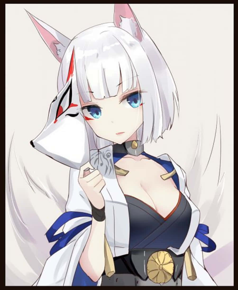 Kaga From Azur Lane Rendered In Stunning Art Style Wallpaper