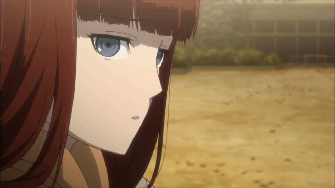 "Kagari Shiina from Steins;Gate sitting on a bench" Wallpaper