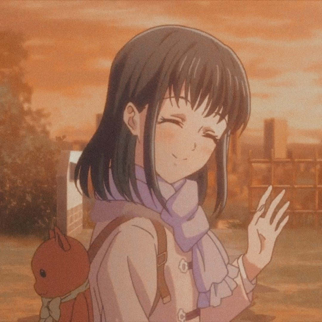 Kagura Sohma Zonsondergang Glimlach Achtergrond