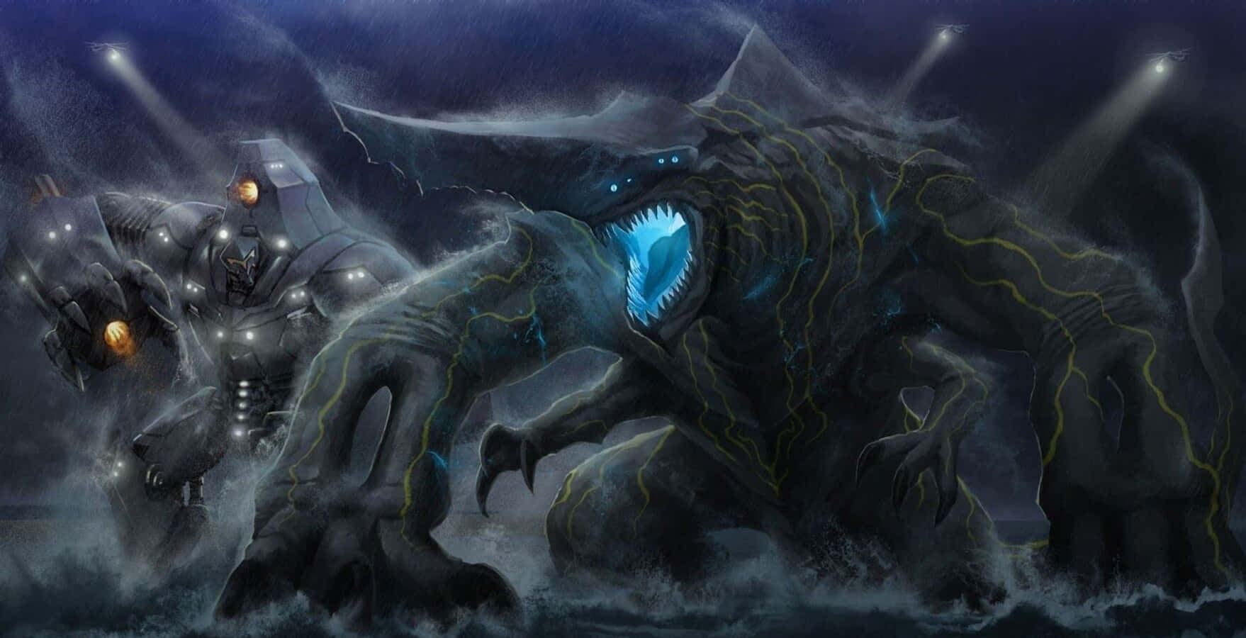Massive Kaiju Monster in Battle Stance Wallpaper