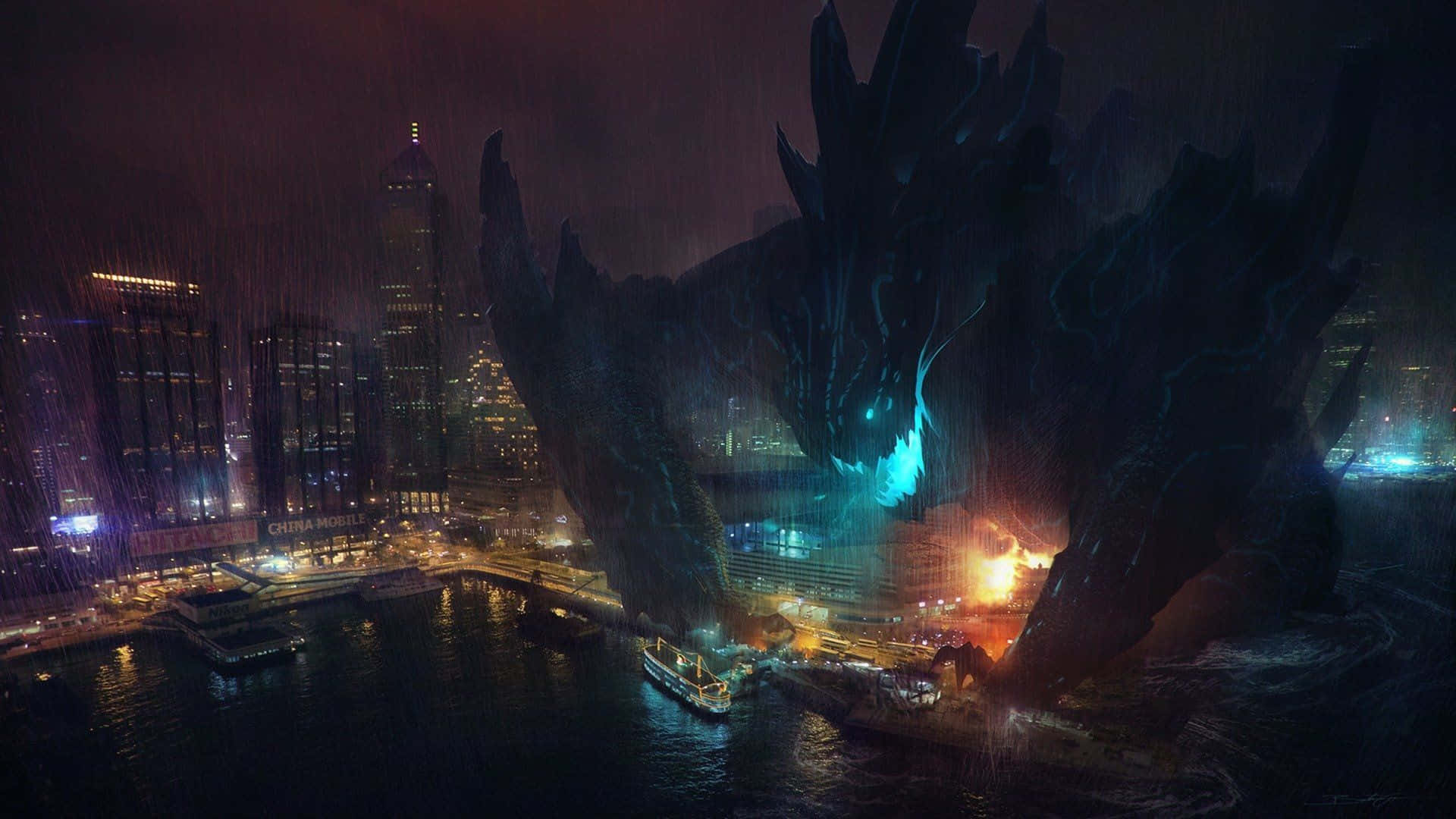Caption: An Intense Battle of Kaiju Giants Wallpaper